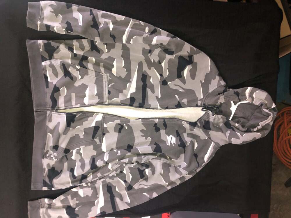 Nike Sportswear Club Fleece Camo Full-Zip Hoodie Grey XXLT